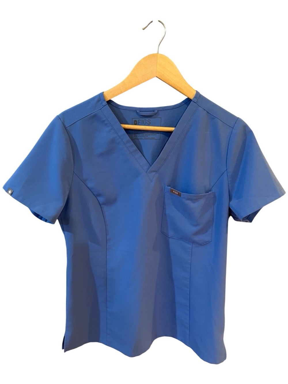 FIGS Women's Technical Connection V-Neck Medical Scrub Top in Blue M